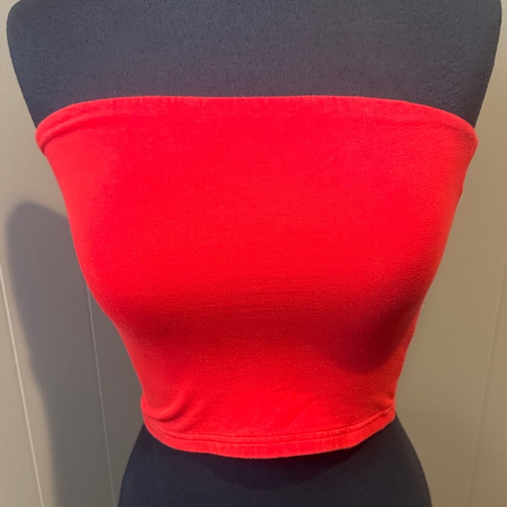 B8. Tna bright red jersey stretch bandeau top. XXS.